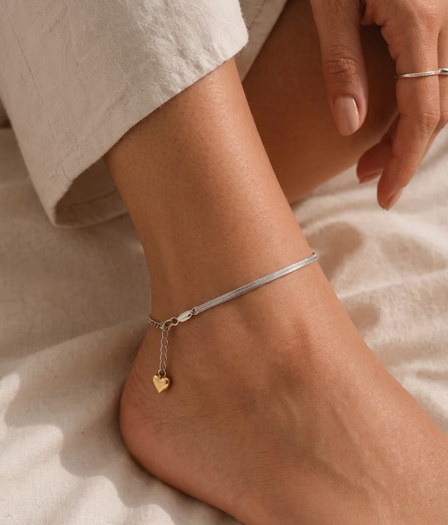 heart charm anklet