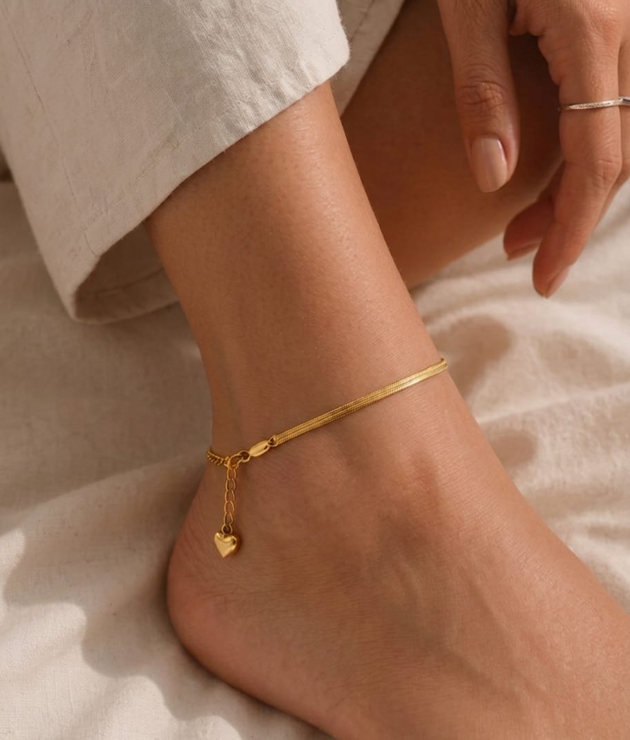 heart charm anklet